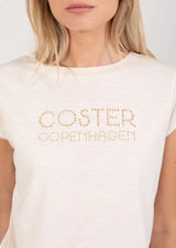 Coster Copenhagen T-Shirt with Coster Logo in Studs Creme