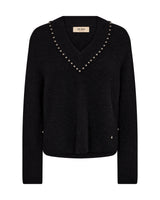 Mos Mosh Zora V-Neck Bead Knit Black