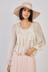 Molly Frill Silk Blouse Summer Sand