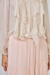 Molly Frill Silk Blouse Summer Sand