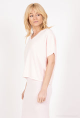 Izzy V Neck Cashmere Touch Sweater Soft Rose