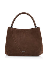 Marc Cain Collections Suede Shoulder Bag ZCTI.08L28 Dark Chestnut Brown