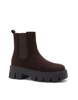 Jenny Chunky Sole Boots Faux Suede Bitter Chocolate