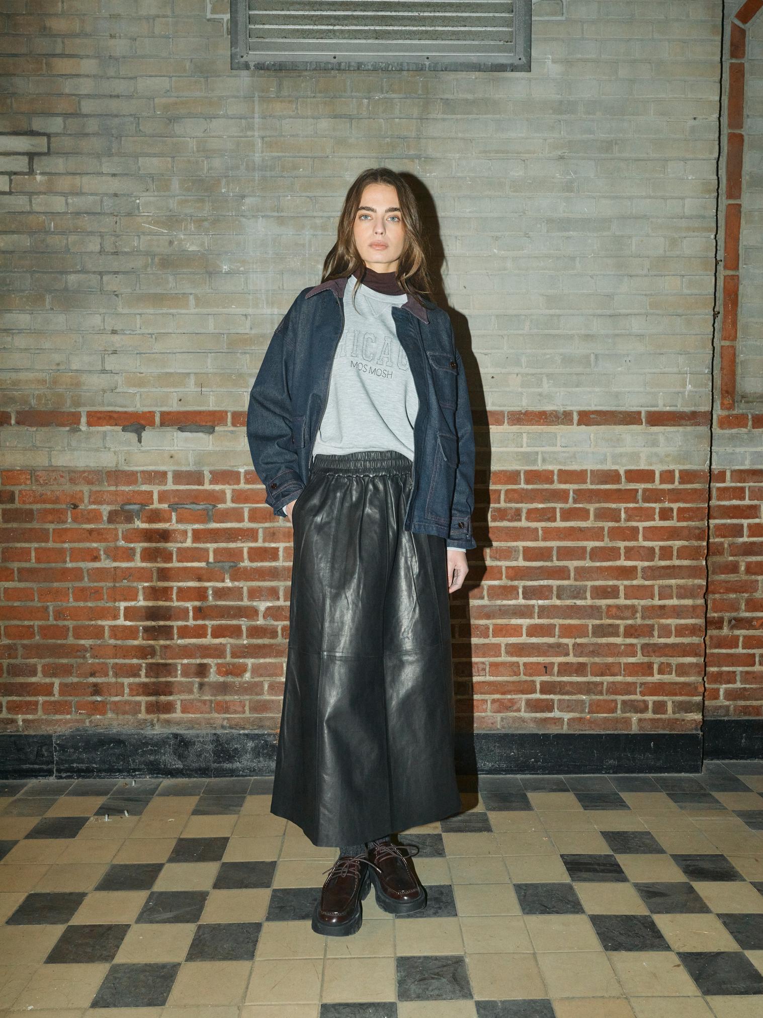 Mos Mosh Deena Leather Skirt Black