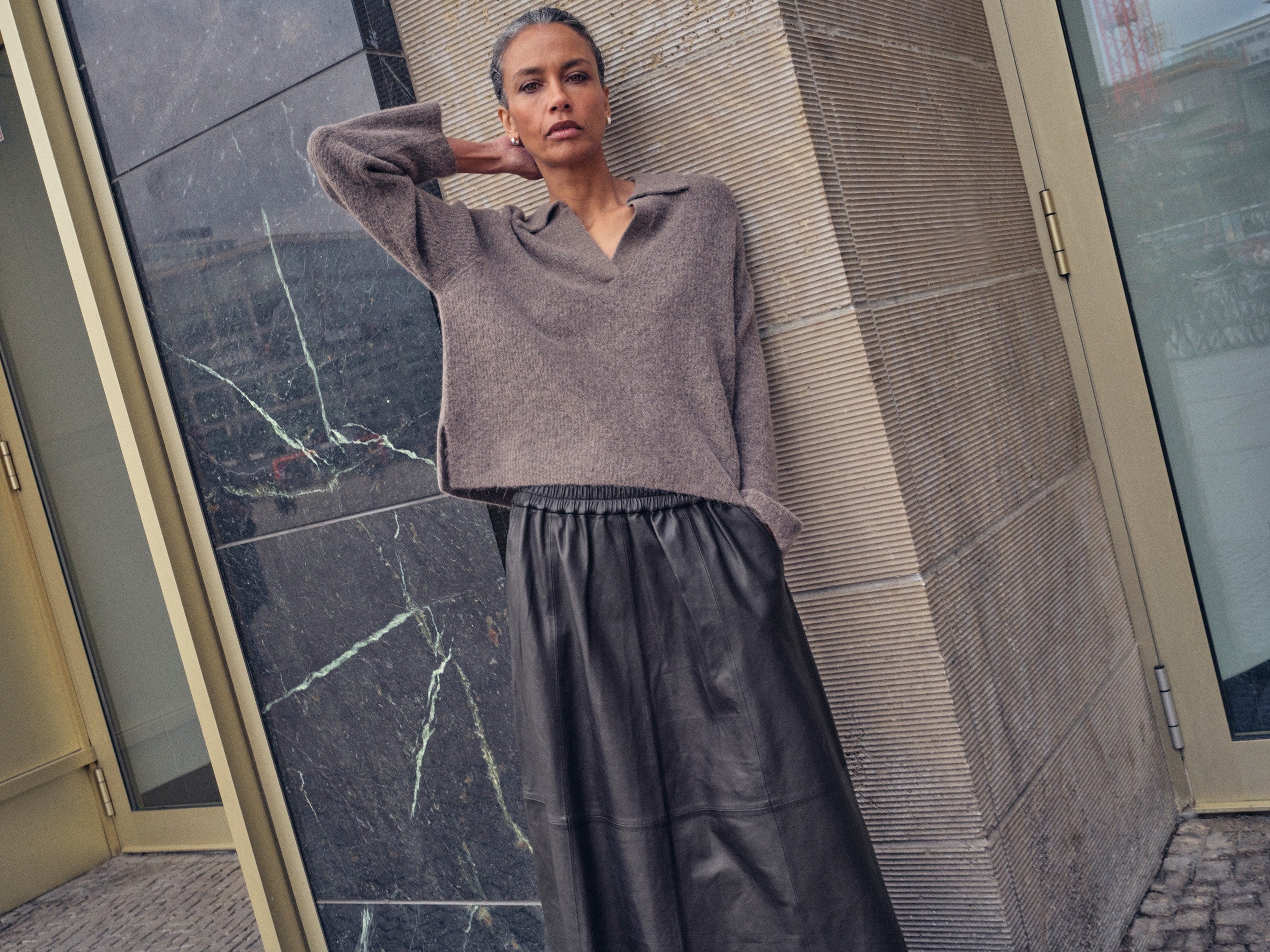 Mos Mosh Deena Leather Skirt Black