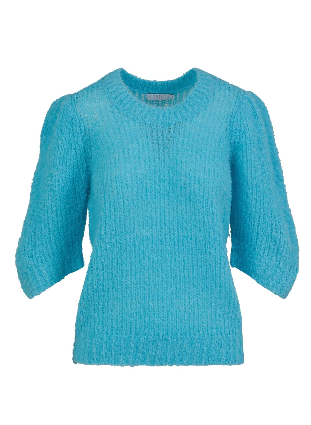 Coster Copenhagen Knit with Puff Sleeves in Boucle Aqua Blue