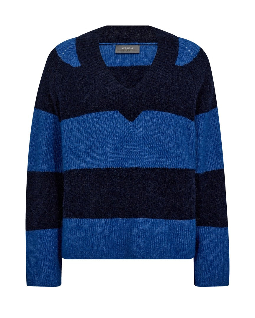 Mos Mosh Taci Stripe Knit Maritime Blue
