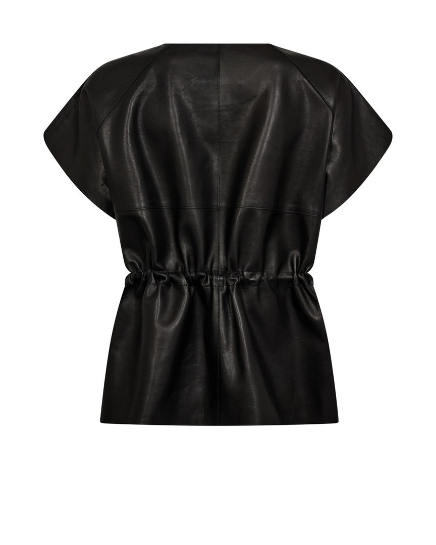 Mos Mosh Aylin Leather Waistcoat Black