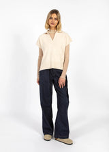 COSTER COPENHAGEN EMERIE POLO TOP Off White Melange