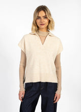 COSTER COPENHAGEN EMERIE POLO TOP Off White Melange