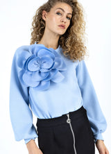 COSTER COPENHAGEN Sweat with Scuba Rose Pastel Blue