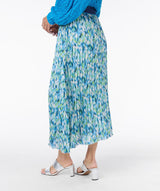 ESQUALO Plisse Skirt Bayside Print 14014 Pool Blue