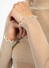 COSTER COPENHAGEN EVE Mesh Turtleneck Off White Glitter