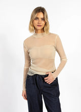 COSTER COPENHAGEN EVE Mesh Turtleneck Off White Glitter