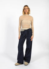 COSTER COPENHAGEN EVE Mesh Turtleneck Off White Glitter