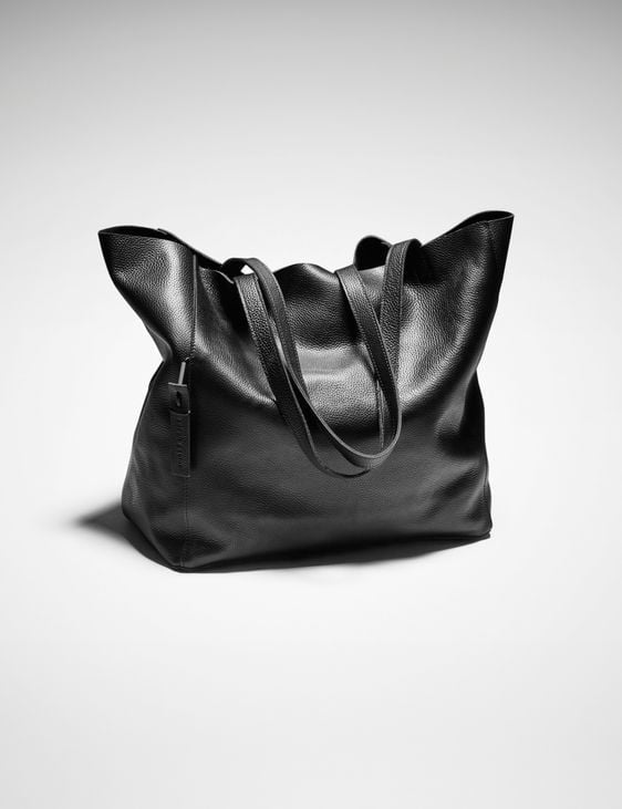 SARAH PACINI Tote Bag Full Grain Leather Black