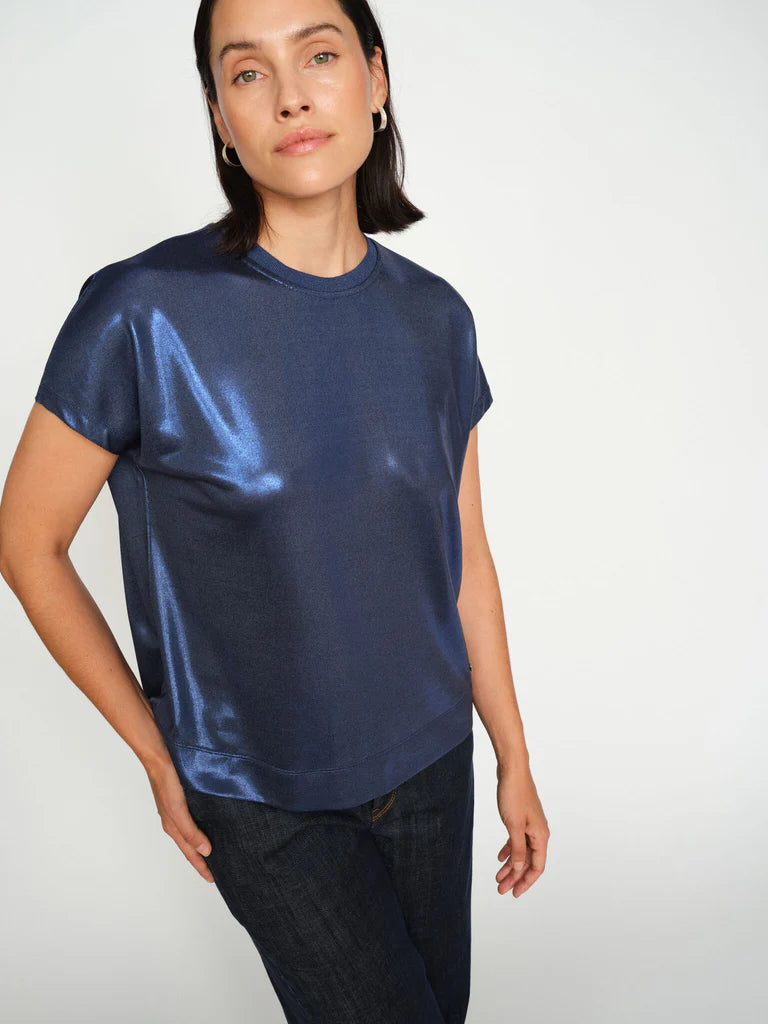 Mos Mosh Nivola O-Neck Metallic Tee Ensign Blue