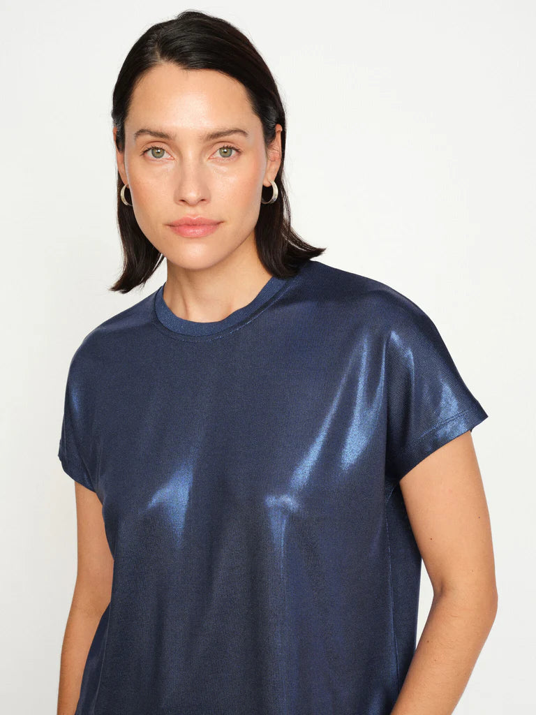 Mos Mosh Nivola O-Neck Metallic Tee Ensign Blue