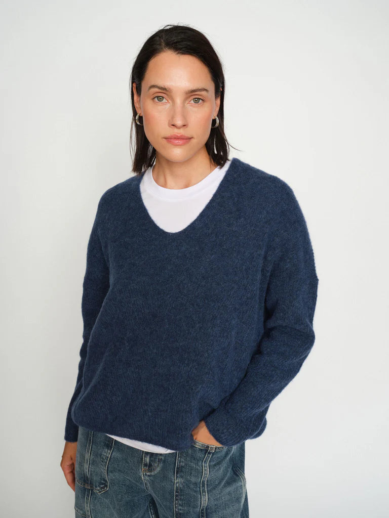 Mos Mosh Thora V-Neck Knit Ensign Blue