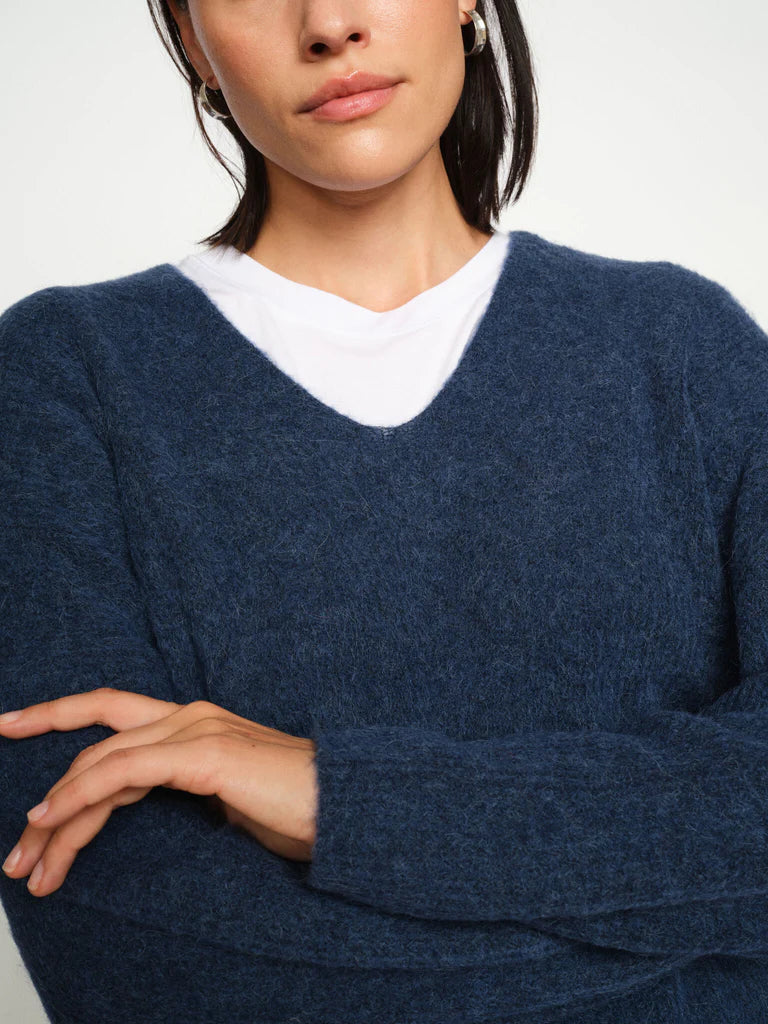 Mos Mosh Thora V-Neck Knit Ensign Blue