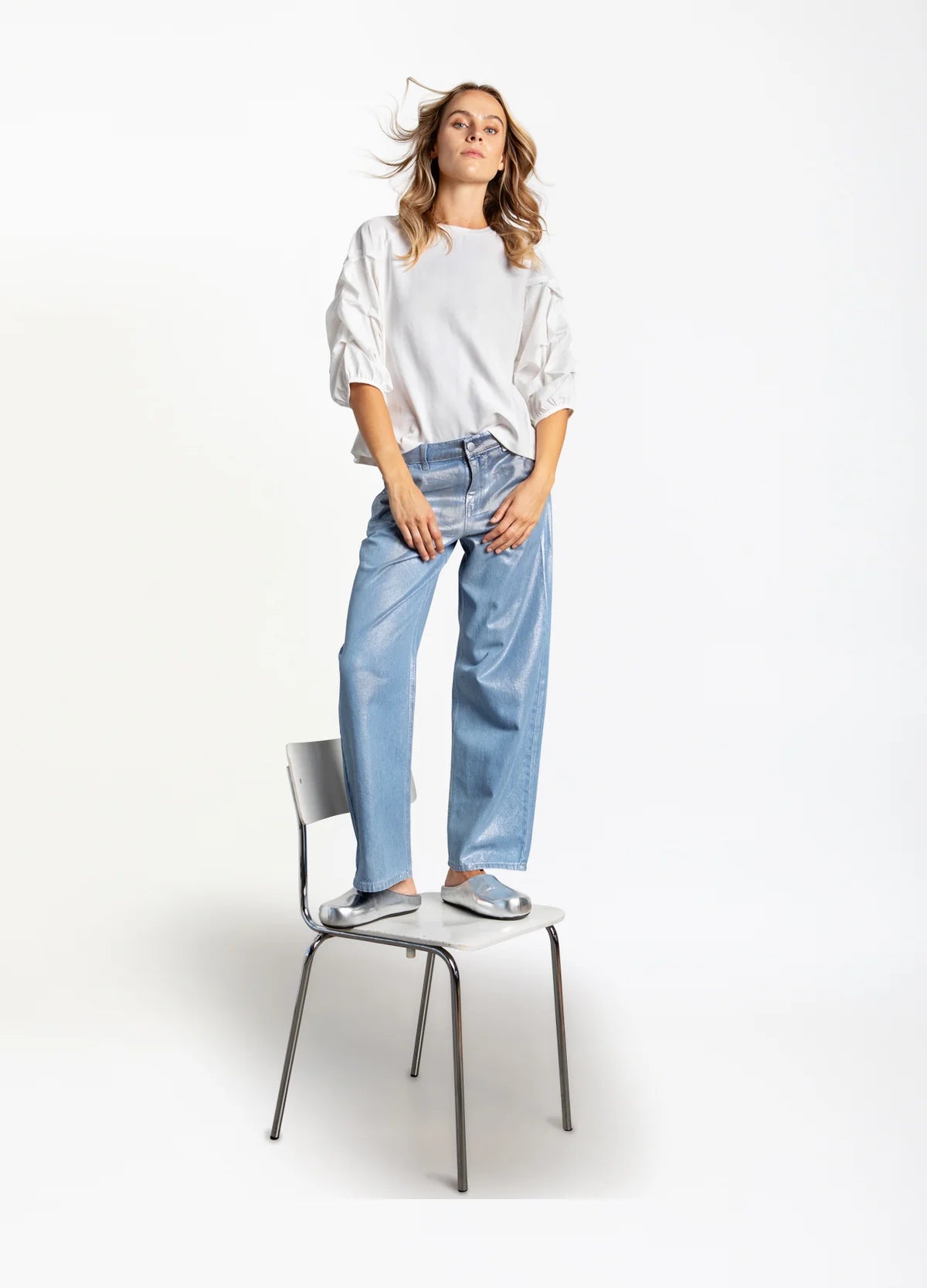 Coster Copenhagen Blouse with Puffy Sleeves Off White