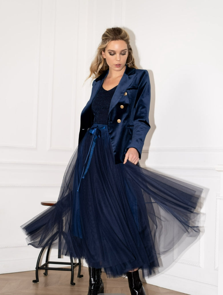 FROCKS Stretch Velvet Blazer Midnight