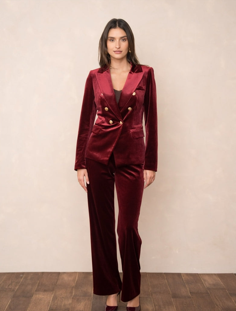 FROCKS Stretch Velvet Blazer Bordeaux