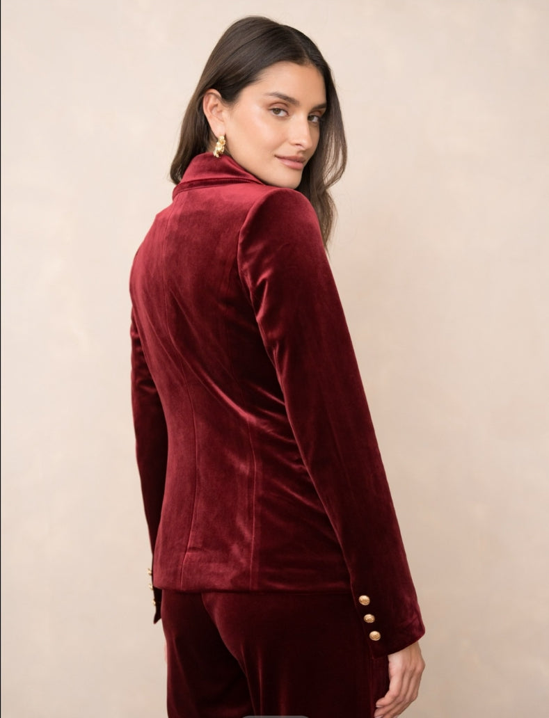 FROCKS Stretch Velvet Blazer Bordeaux