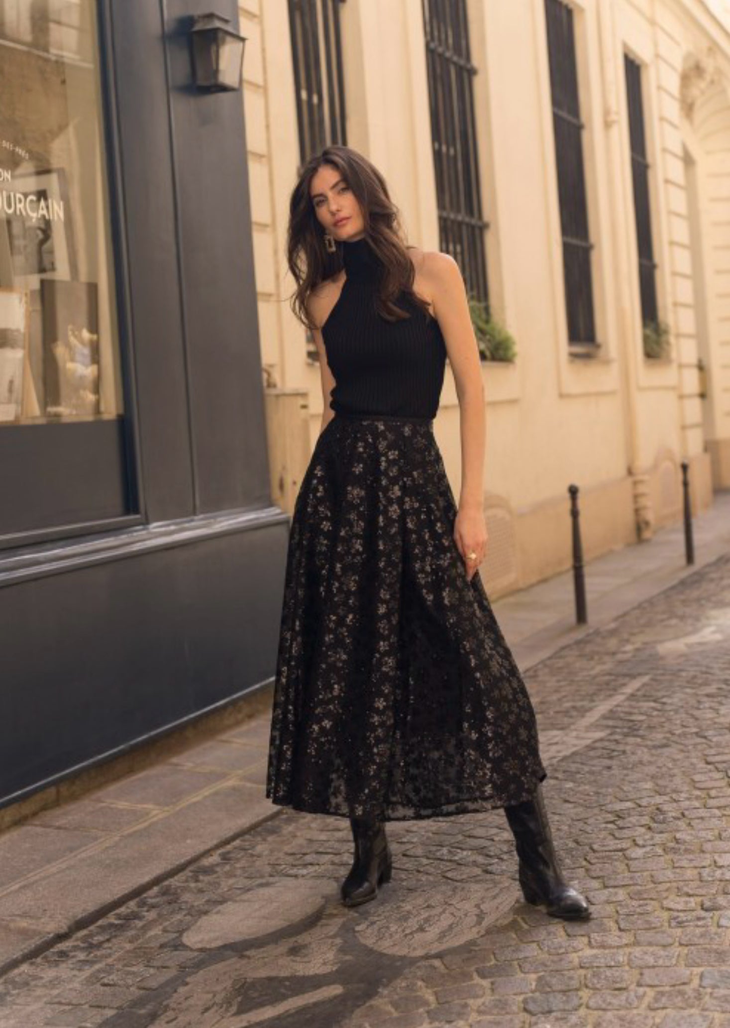 FROCKS Sequin Skirt Black