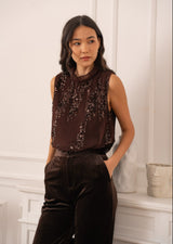 FROCKS Sleeveless Sequin Top Choc