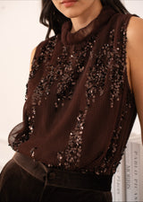FROCKS Sleeveless Sequin Top Choc