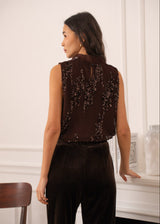FROCKS Sleeveless Sequin Top Choc