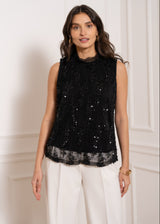 FROCKS Sleeveless Sequin Top Black