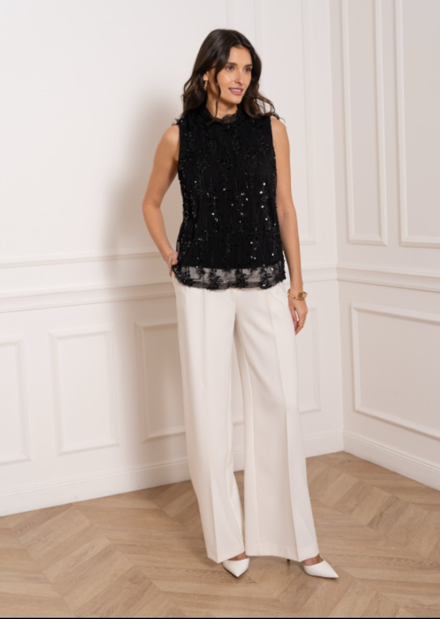 FROCKS Sleeveless Sequin Top Black