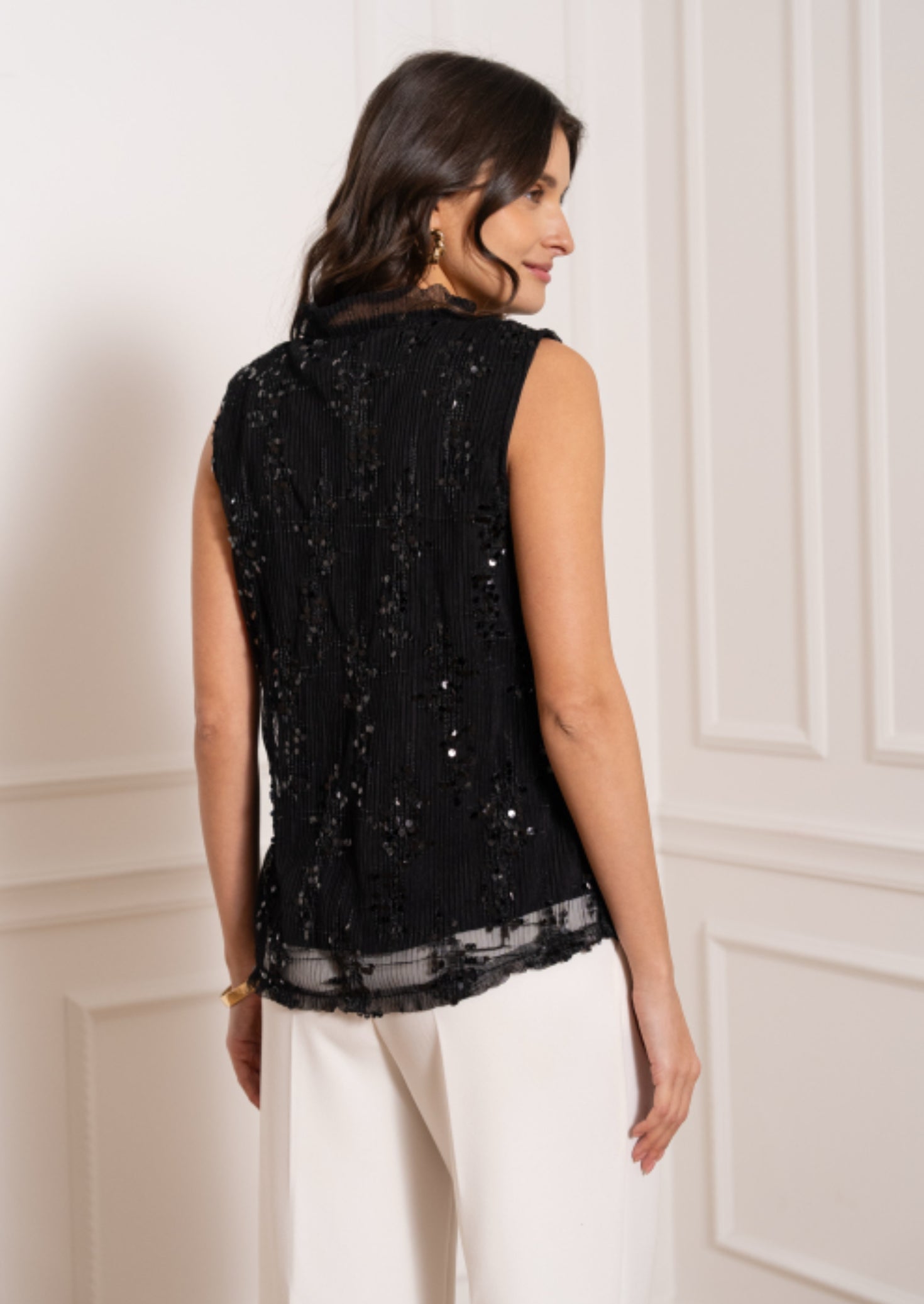 FROCKS Sleeveless Sequin Top Black