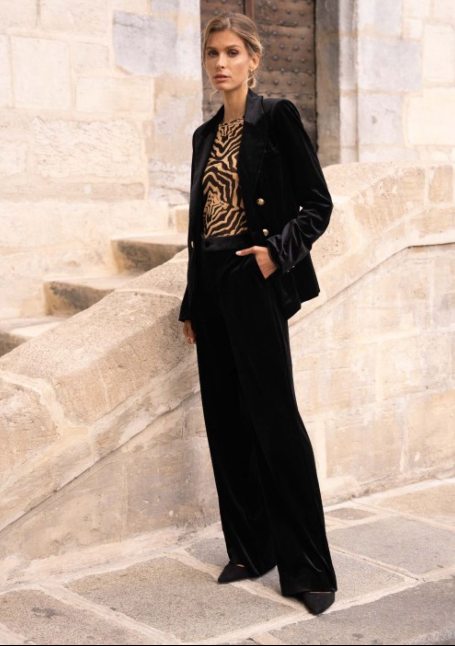 FROCKS Stretch Velvet Pants Black