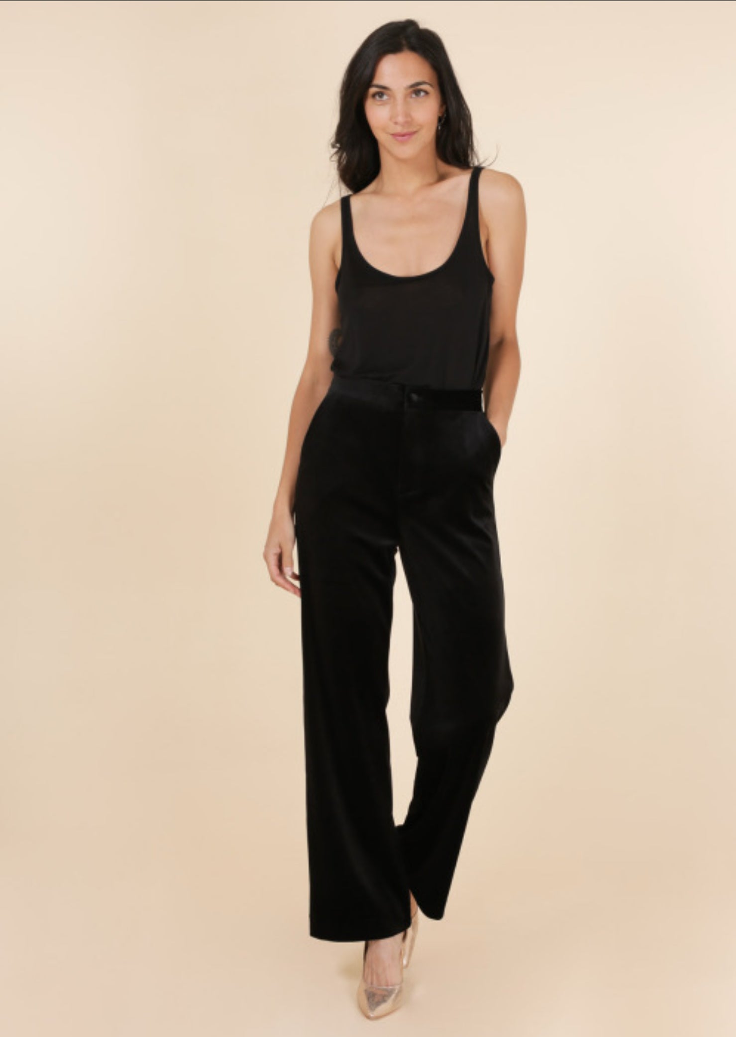 FROCKS Stretch Velvet Pants Black