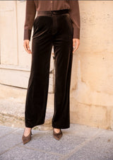 FROCKS Stretch Velvet Pants Choc