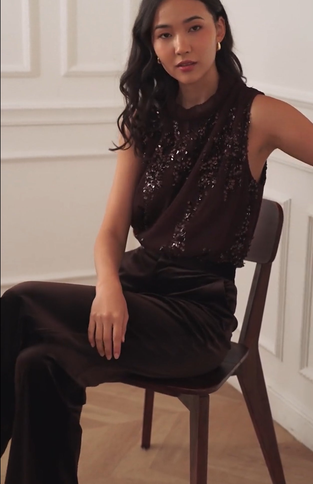 FROCKS Stretch Velvet Pants Choc