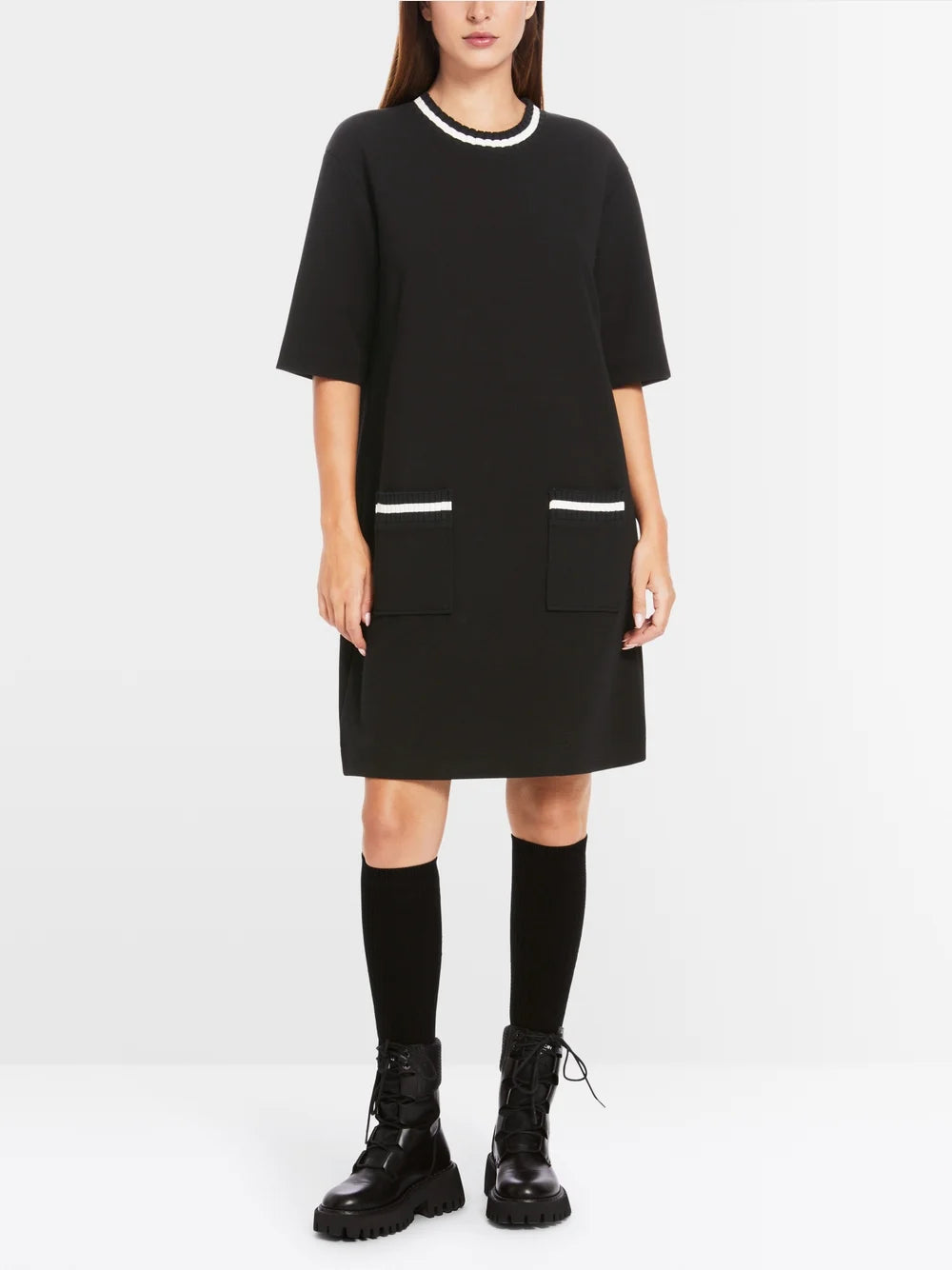 Marc Cain Sports 60s-inspired Mini Dress In Stretch Black