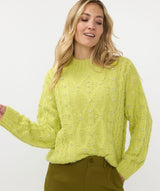 Esqualo Cable Sweater with Rhinestones Matcha Green