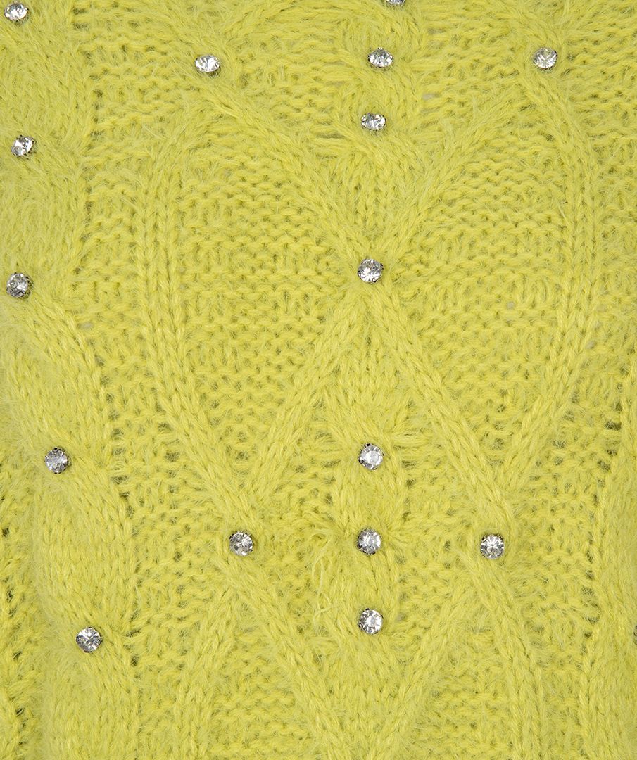 Esqualo Cable Sweater with Rhinestones Matcha Green