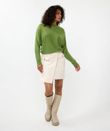 Esqualo Fine Sweater with Sequin Sleeves Forest Green