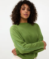 Esqualo Fine Sweater with Sequin Sleeves Forest Green