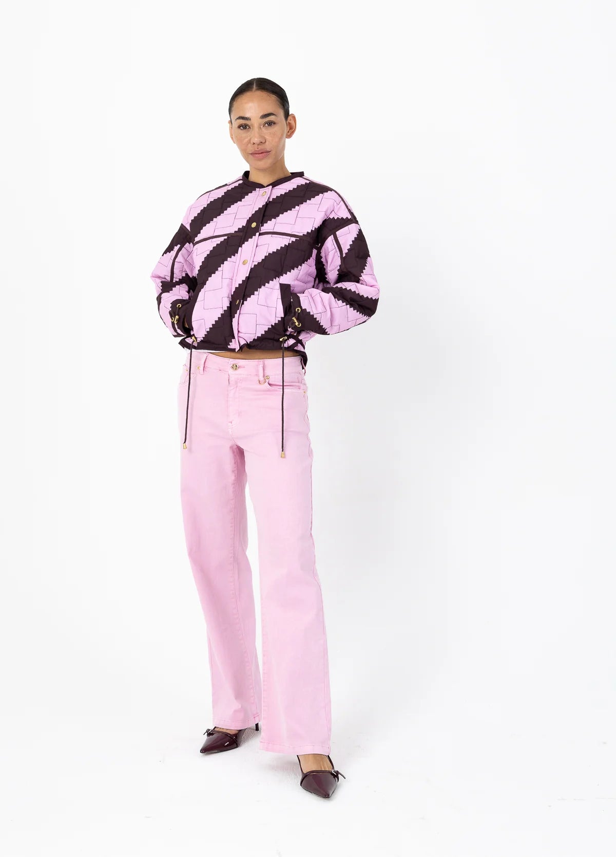 Coster Copenhagen Quilted Jacket in Zig Zag Print