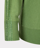 Esqualo Fine Sweater with Sequin Sleeves Forest Green