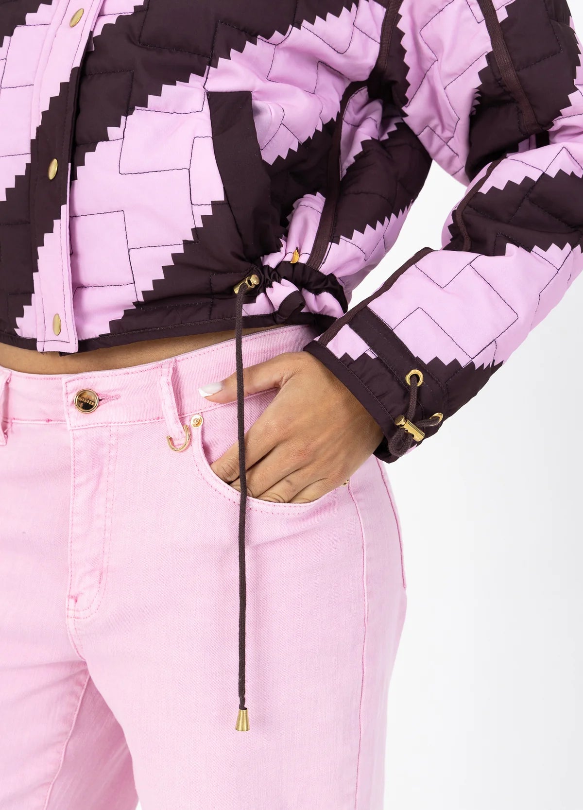 Coster Copenhagen Quilted Jacket in Zig Zag Print