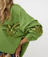 Esqualo Sequin Sweater Forest Green