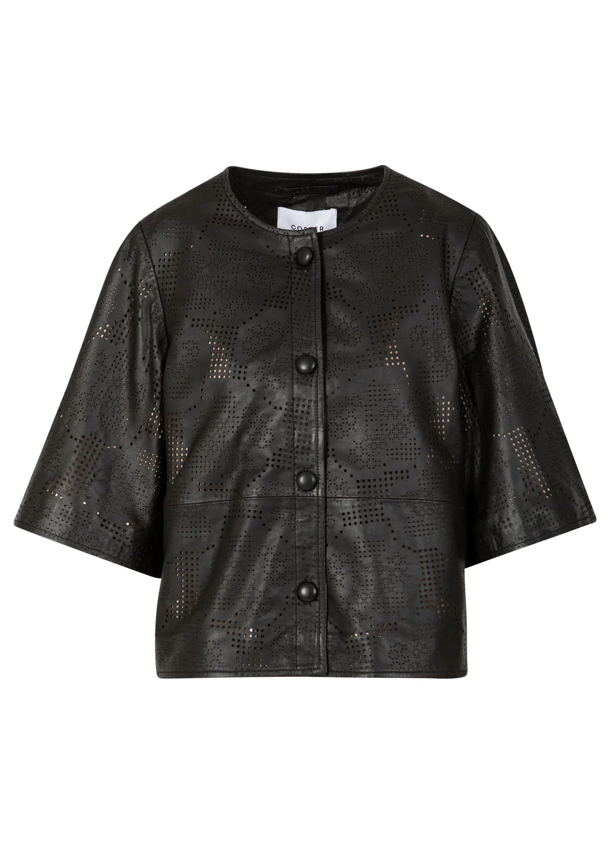 Coster Copenhagen Leather Shirt with Laser Cut Artwork Black