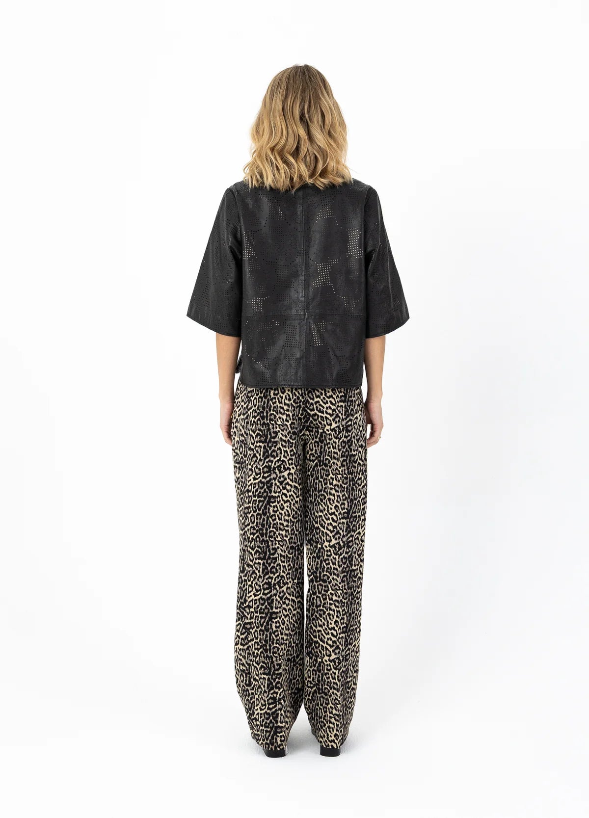 Coster Copenhagen Leather Shirt with Laser Cut Artwork Black